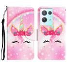 For OPPO Reno8 Pro Colored Drawing Leather Phone Case(Unicorn) - 1