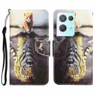 For OPPO Reno8 Pro Colored Drawing Leather Phone Case(Tiger) - 1