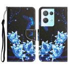 For OPPO Reno8 Pro Colored Drawing Leather Phone Case(Blue Butterfly) - 1