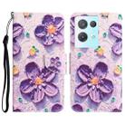 For OPPO Reno8 Pro Colored Drawing Leather Phone Case(Purple Flower) - 1