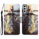 For Samsung Galaxy S23 5G Colored Drawing Leather Phone Case(Tiger) - 1