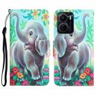For vivo Y16 Colored Drawing Leather Phone Case(Elephant) - 1