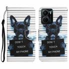 For vivo Y16 Colored Drawing Leather Phone Case(Black Dog) - 1