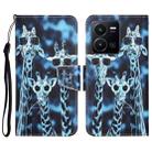 For vivo Y22s Colored Drawing Leather Phone Case(Giraffes) - 1