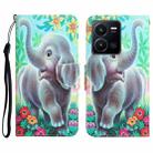 For vivo Y22s Colored Drawing Leather Phone Case(Elephant) - 1