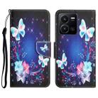 For vivo Y22s Colored Drawing Leather Phone Case(Butterfly) - 1