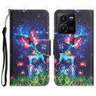 For vivo Y22s Colored Drawing Leather Phone Case(Bottle Butterfly) - 1