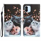 For Xiaomi Redmi A1 Colored Drawing Leather Phone Case(3 Cats) - 1