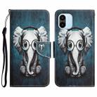 For Xiaomi Redmi A1 Colored Drawing Leather Phone Case(Earphone Elephant) - 1