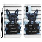 For Xiaomi Redmi A1 Colored Drawing Leather Phone Case(Black Dog) - 1