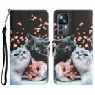 For Xiaomi 12T / 12T Pro / Redmi K50 Ultra Colored Drawing Leather Phone Case(3 Cats) - 1