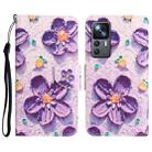 For Xiaomi 12T / 12T Pro / Redmi K50 Ultra Colored Drawing Leather Phone Case(Purple Flower) - 1
