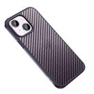 For iPhone 14 SULADA Carbon Fiber Textured Shockproof Metal + TPU Frame Case(Dark Purple) - 1