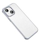 For iPhone 14 SULADA Carbon Fiber Textured Shockproof Metal + TPU Frame Case(Silver) - 1