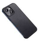 For iPhone 14 Plus SULADA Carbon Fiber Textured Shockproof Metal + TPU Frame Case(Dark Blue) - 1