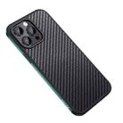 For iPhone 14 Pro SULADA Carbon Fiber Textured Shockproof Metal + TPU Frame Case(Dark Green) - 1