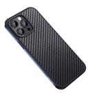 For iPhone 14 Pro SULADA Carbon Fiber Textured Shockproof Metal + TPU Frame Case(Dark Blue) - 1