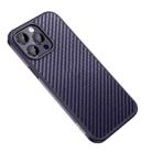 For iPhone 14 Pro SULADA Carbon Fiber Textured Shockproof Metal + TPU Frame Case(Dark Purple) - 1