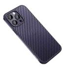 For iPhone 14 Pro Max SULADA Carbon Fiber Textured Shockproof Metal + TPU Frame Case(Dark Purple) - 1