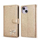 For iPhone 14 Glitter Powder Love Leather Phone Case(Gold) - 1