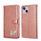 For iPhone 14 Plus Glitter Powder Love Leather Phone Case(Pink) - 1