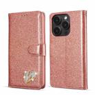 For iPhone 14 Pro Glitter Powder Love Leather Phone Case(Pink) - 1