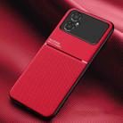 For Xiaomi Poco M4 5G Classic Tilt Strip Grain Magnetic Shockproof PC + TPU Case(Red) - 1