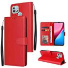 For Infinix Hot 10i Multifunctional Horizontal Flip Leather Case with Three Card Slot(Red) - 1