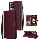 For Realme 8i Multifunctional Horizontal Flip Leather Case with Three Card Slot(Wine Red) - 1