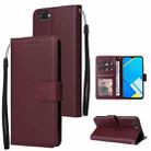 For Realme C2 Multifunctional Horizontal Flip Leather Case with Three Card Slot(Wine Red) - 1