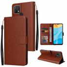 For OPPO A15 / A15s / A35 Multifunctional Horizontal Flip Leather Case with Three Card Slot(Brown) - 1