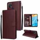 For OPPO A15 / A15s / A35 Multifunctional Horizontal Flip Leather Case with Three Card Slot(Wine Red) - 1