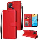 For OPPO A15 / A15s / A35 Multifunctional Horizontal Flip Leather Case with Three Card Slot(Red) - 1