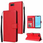 For OPPO A5 / A3s / A12e / C1 Multifunctional Horizontal Flip Leather Case with Three Card Slot(Red) - 1