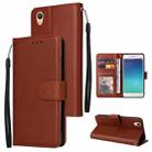 For OPPO A37 Multifunctional Horizontal Flip Leather Case with Three Card Slot(Brown) - 1