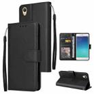 For OPPO A37 Multifunctional Horizontal Flip Leather Case with Three Card Slot(Black) - 1