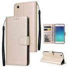 For OPPO A37 Multifunctional Horizontal Flip Leather Case with Three Card Slot(Gold) - 1