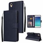 For OPPO A37 Multifunctional Horizontal Flip Leather Case with Three Card Slot(Navy Blue) - 1