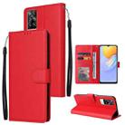 For vivo Y31 Multifunctional Horizontal Flip Leather Case with Three Card Slot(Red) - 1