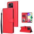 For Xiaomi Redmi 10C Multifunctional Horizontal Flip Leather Case with Three Card Slot(Red) - 1