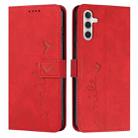 For Samsung Galaxy A14 5G Skin Feel Heart Pattern Leather Phone Case(Red) - 1