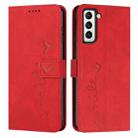 For Samsung Galaxy S23 5G Skin Feel Heart Pattern Leather Phone Case(Red) - 1