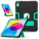 For iPad 10th Gen 10.9 2022 Contrast Color Silicone + PC Tablet Case with Holder(Black Mint Green) - 1