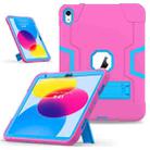 For iPad 10th Gen 10.9 2022 Contrast Color Silicone + PC Tablet Case with Holder(Rose Red Blue) - 1