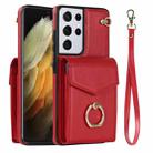 For Samsung Galaxy S21 5G Anti-theft RFID Card Slot Phone Case(Red) - 1