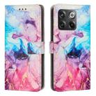 For OnePlus Ace Pro Painted Marble Pattern Leather Phone Case(Pink Purple) - 1