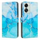 For OnePlus Nord 2T Painted Marble Pattern Leather Phone Case(Blue Green) - 1
