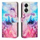 For OnePlus Nord 2T Painted Marble Pattern Leather Phone Case(Pink Purple) - 1