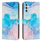 For Samsung Galaxy A14 5G Painted Marble Pattern Leather Phone Case(Pink Green) - 1