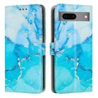 For Google Pixel 7 Painted Marble Pattern Leather Phone Case(Blue Green) - 1